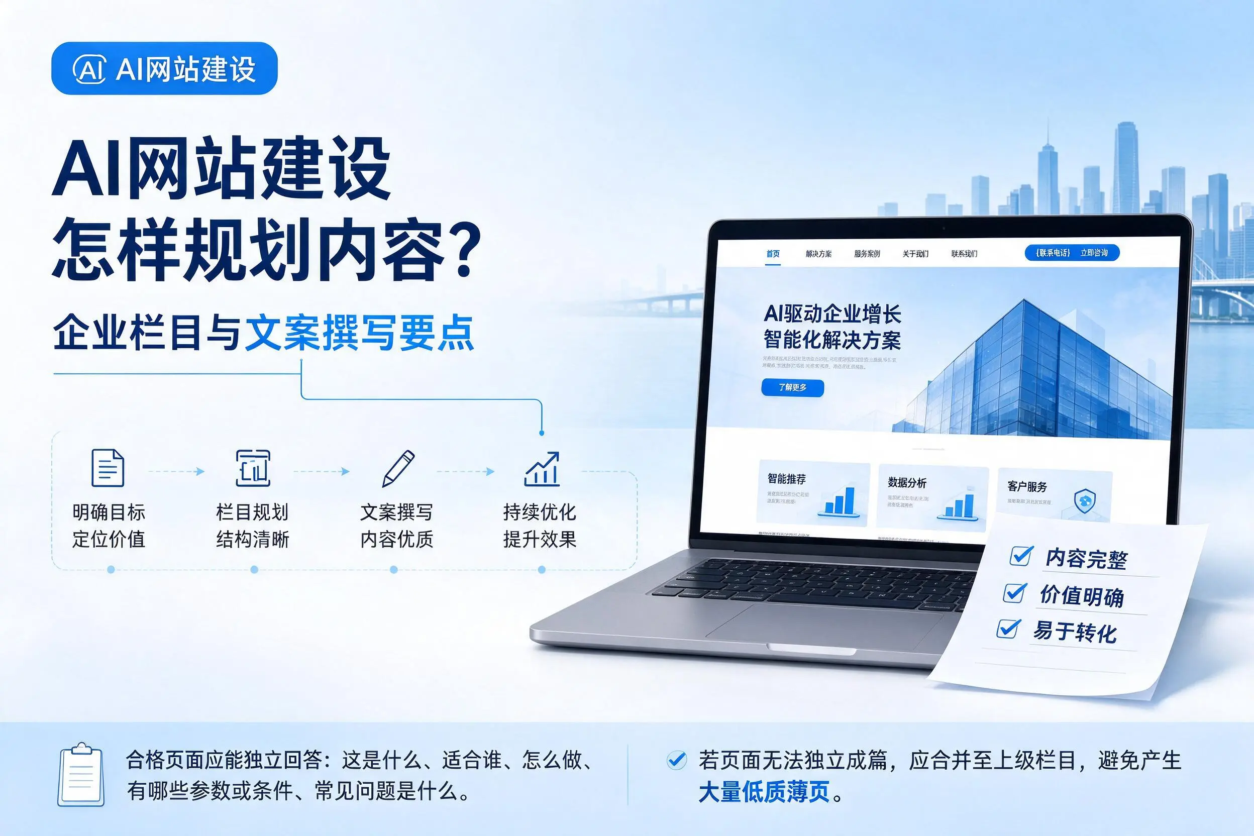 AI网站建设怎样规划内容？湖北企业栏目与文案撰写要点